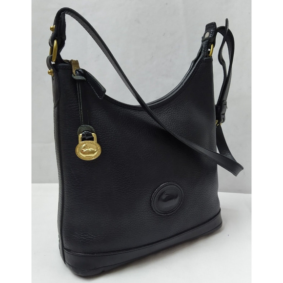 Dooney & Bourke Black Pebbled Leather Zipper Shoulder Bag - Vintage Made in USA - Picture 3 of 16